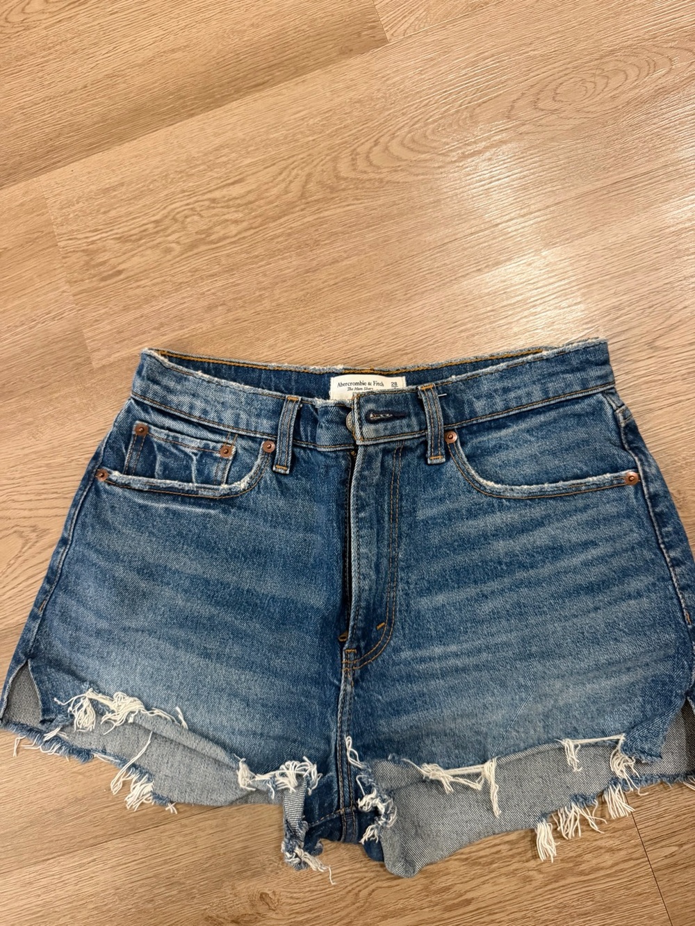 Abercrombie & Fitch Distressed Denim Cutoff Shorts - Blue curve love
